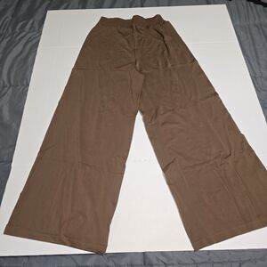 OQQ Women's Medium Brown Wide Leg Yoga Lounge Pants High Rise Stretch Pull On